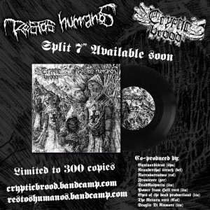 RESTOS HUMANOS / CRYPTIC BROOD split 7" flyer